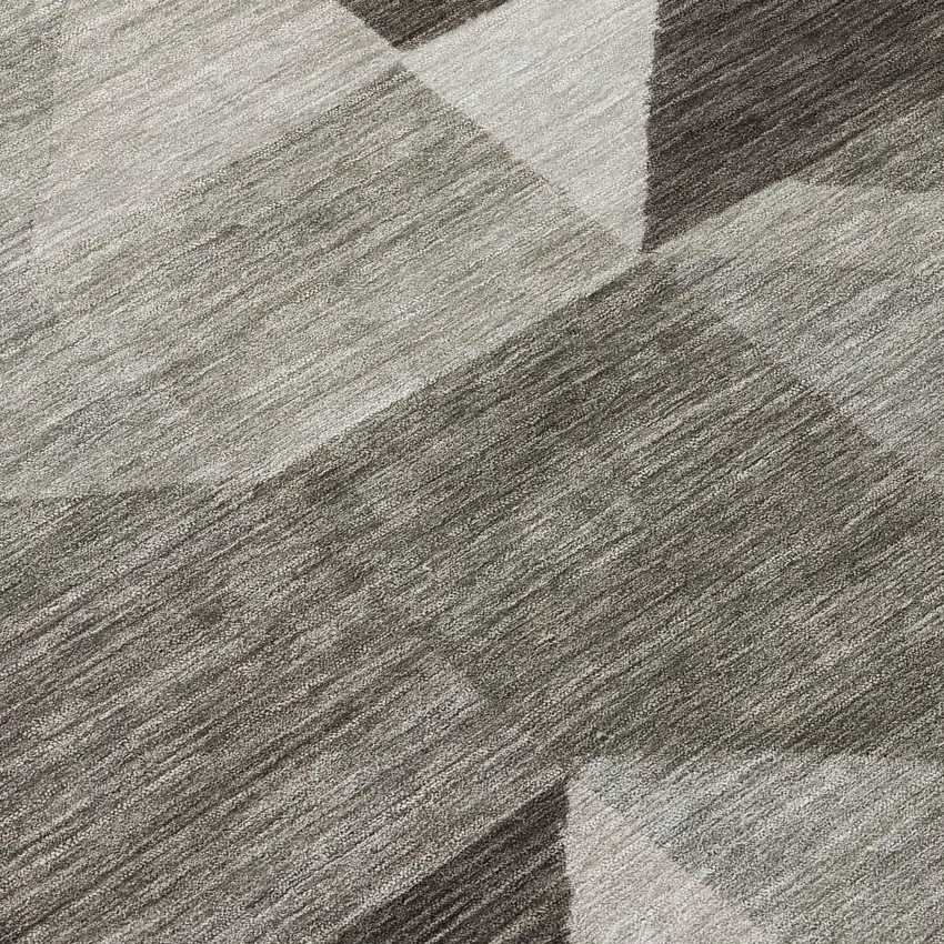 8' Taupe And Beige Round Geometric Washable Indoor Outdoor Area Rug Photo 9