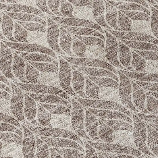 8' Taupe And Beige Round Geometric Washable Indoor Outdoor Area Rug Photo 8