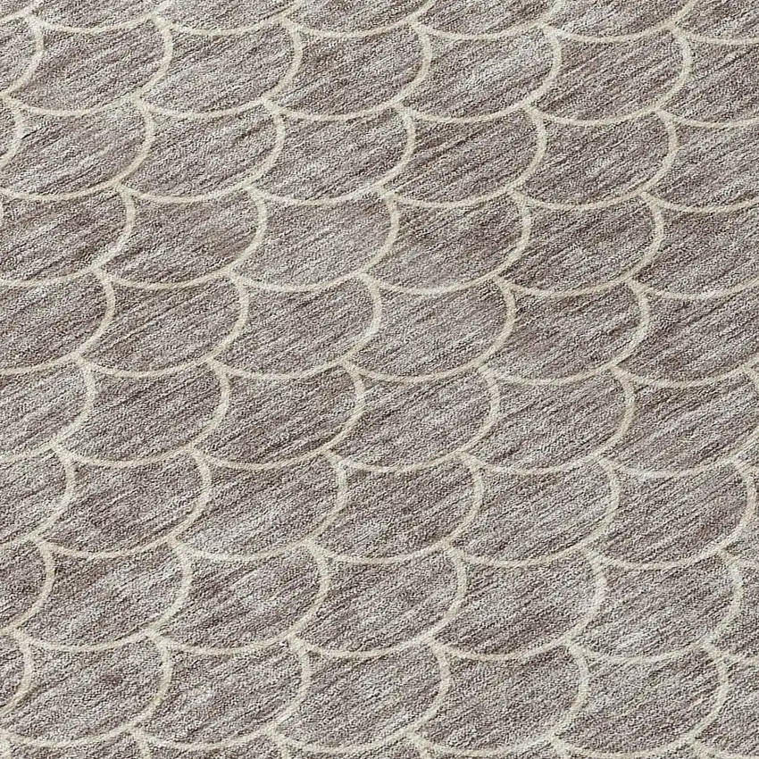 8' Taupe And Beige Round Geometric Washable Indoor Outdoor Area Rug Photo 8