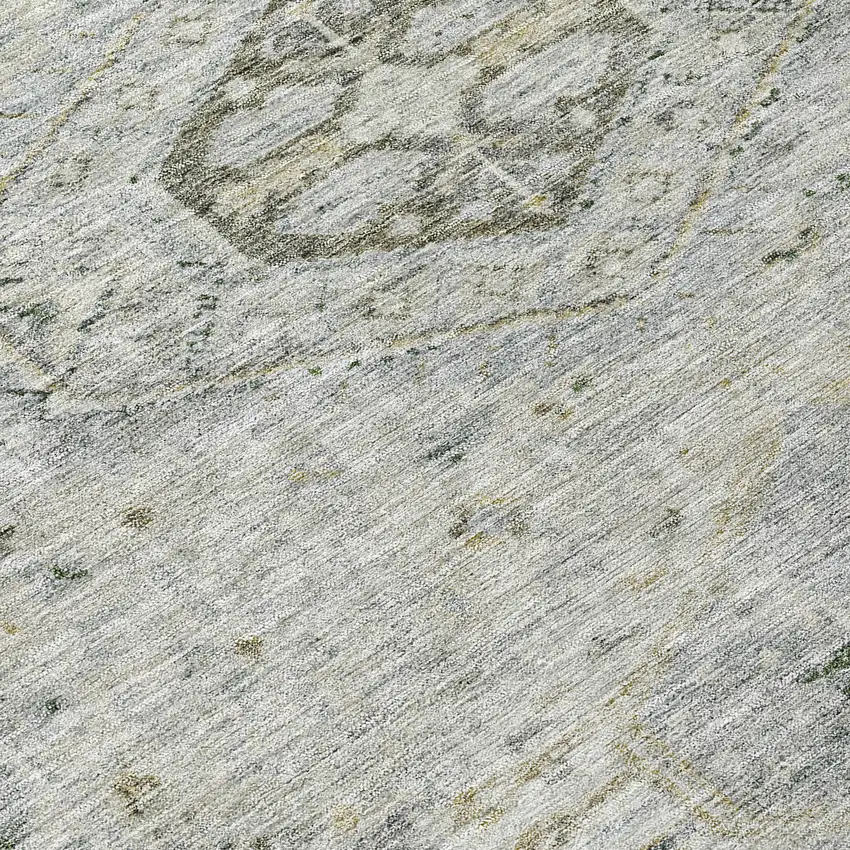 8' Taupe And Beige Round Medallion Washable Indoor Outdoor Area Rug Photo 9