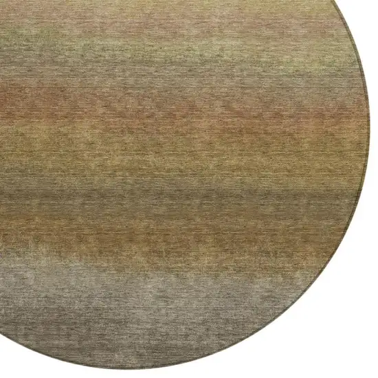 8' Taupe And Beige Round Ombre Washable Indoor Outdoor Area Rug Photo 4