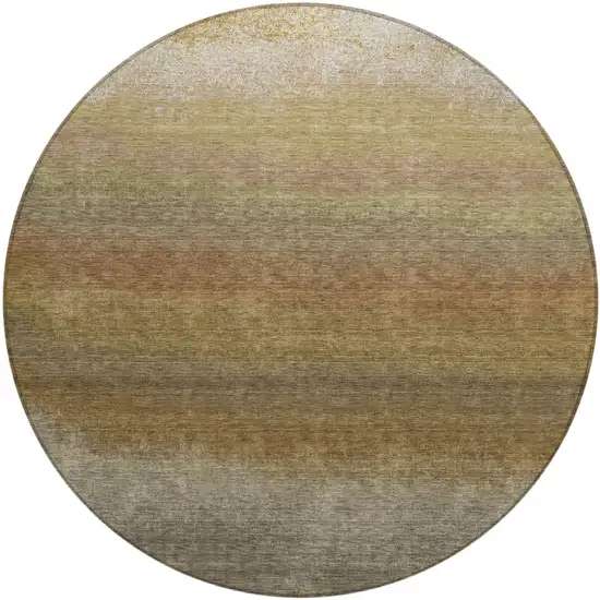 8' Taupe And Beige Round Ombre Washable Indoor Outdoor Area Rug Photo 1