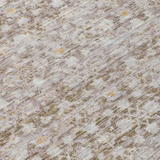 8' Taupe And Beige Round Striped Washable Indoor Outdoor Area Rug Photo 9