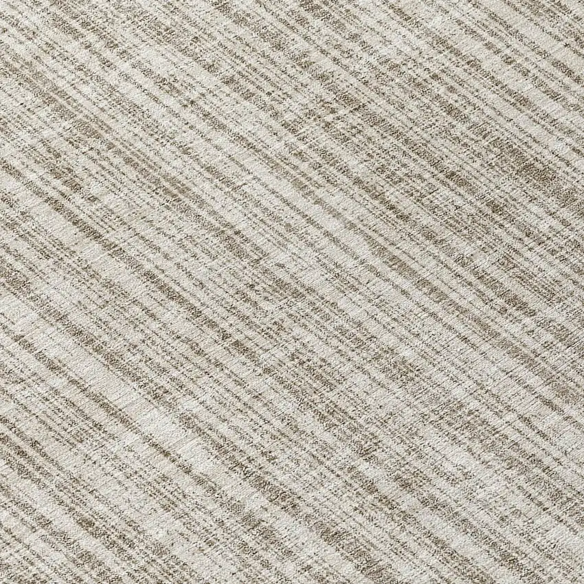 8' Taupe And Beige Round Striped Washable Indoor Outdoor Area Rug Photo 9