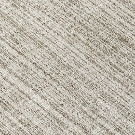 8' Taupe And Beige Round Striped Washable Indoor Outdoor Area Rug Photo 9