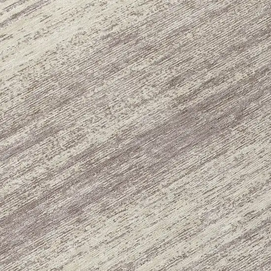 8' Taupe And Beige Round Striped Washable Indoor Outdoor Area Rug Photo 8