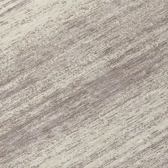 8' Taupe And Beige Round Striped Washable Indoor Outdoor Area Rug Photo 8
