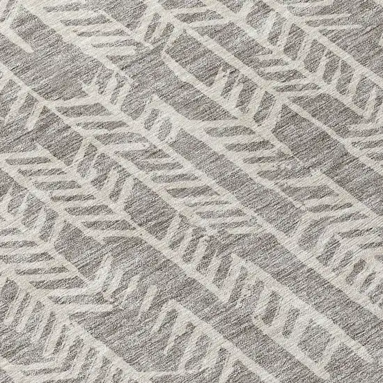 8' Taupe And Beige Round Tribal Washable Indoor Outdoor Area Rug Photo 8