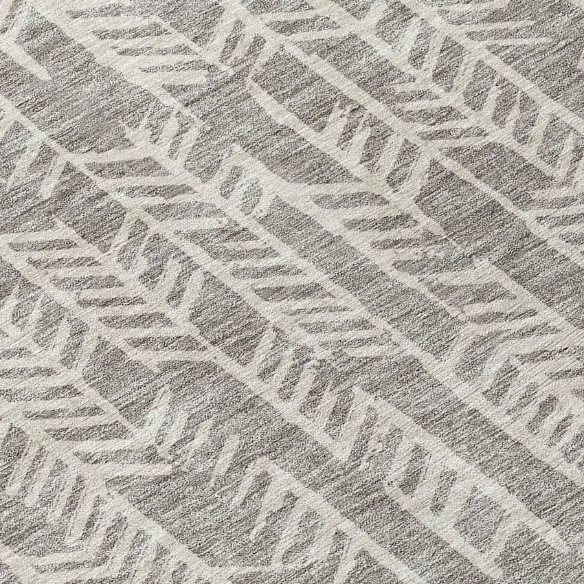 8' Taupe And Beige Round Tribal Washable Indoor Outdoor Area Rug Photo 8