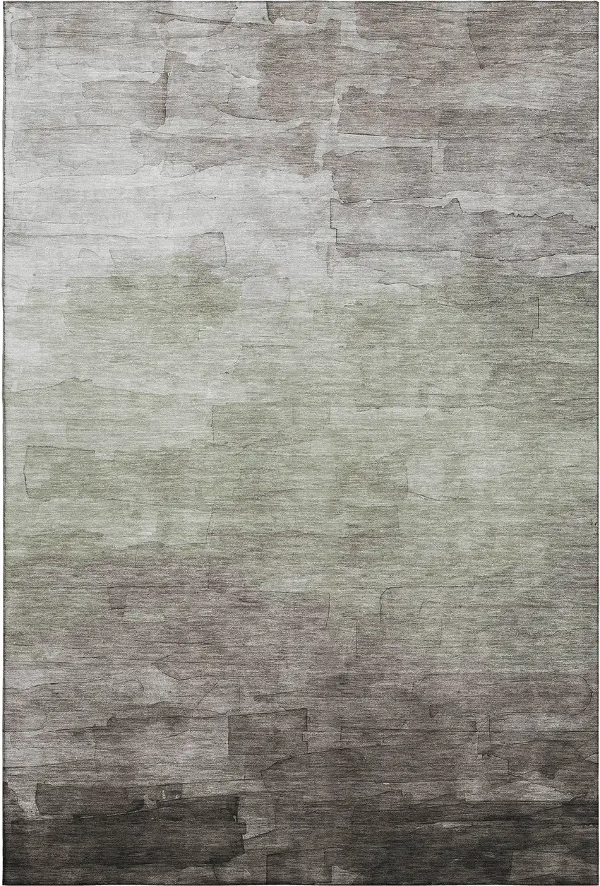 8' Taupe And Beige Striped Washable Area Rug With UV Protection Photo 1