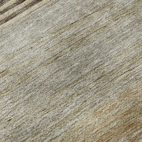 8' Taupe And Beige Striped Washable Round Rug With UV Protection Photo 9