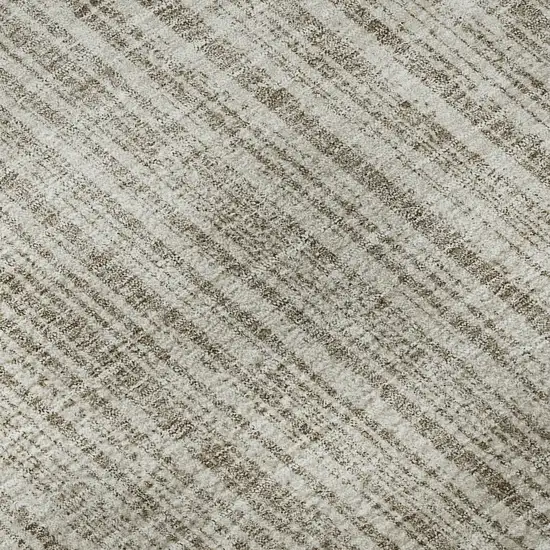 8' Taupe And Beige Striped Washable Round Rug With UV Protection Photo 9