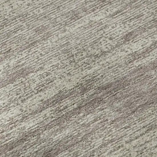 8' Taupe And Beige Striped Washable Round Rug With UV Protection Photo 9