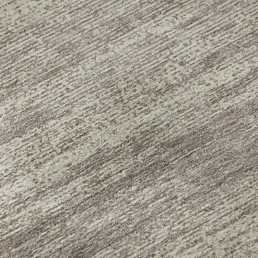 8' Taupe And Beige Striped Washable Round Rug With UV Protection Photo 9