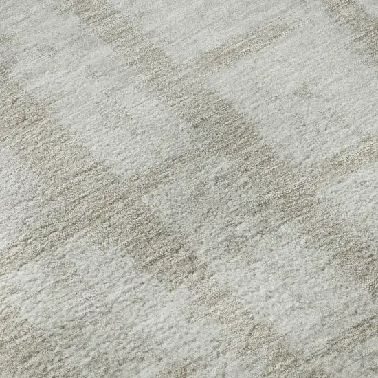 8' Taupe And Beige Striped Washable Round Rug With UV Protection Photo 9