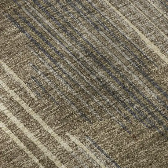 8' Taupe And Beige Striped Washable Round Rug With UV Protection Photo 9