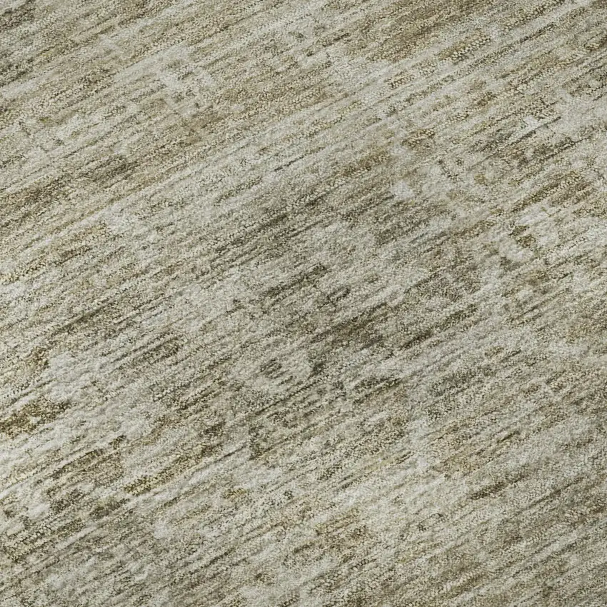 8' Taupe And Beige Striped Washable Round Rug With UV Protection Photo 8