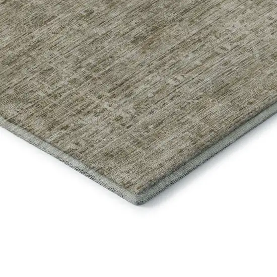 8' Taupe And Beige Striped Washable Round Rug With UV Protection Photo 6