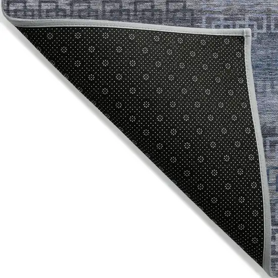 8' Taupe And Blue Round Striped Washable Indoor Outdoor Area Rug Photo 9