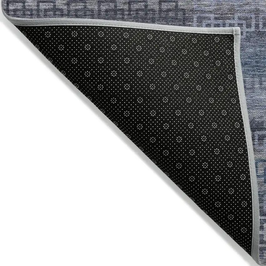 8' Taupe And Blue Round Striped Washable Indoor Outdoor Area Rug Photo 9