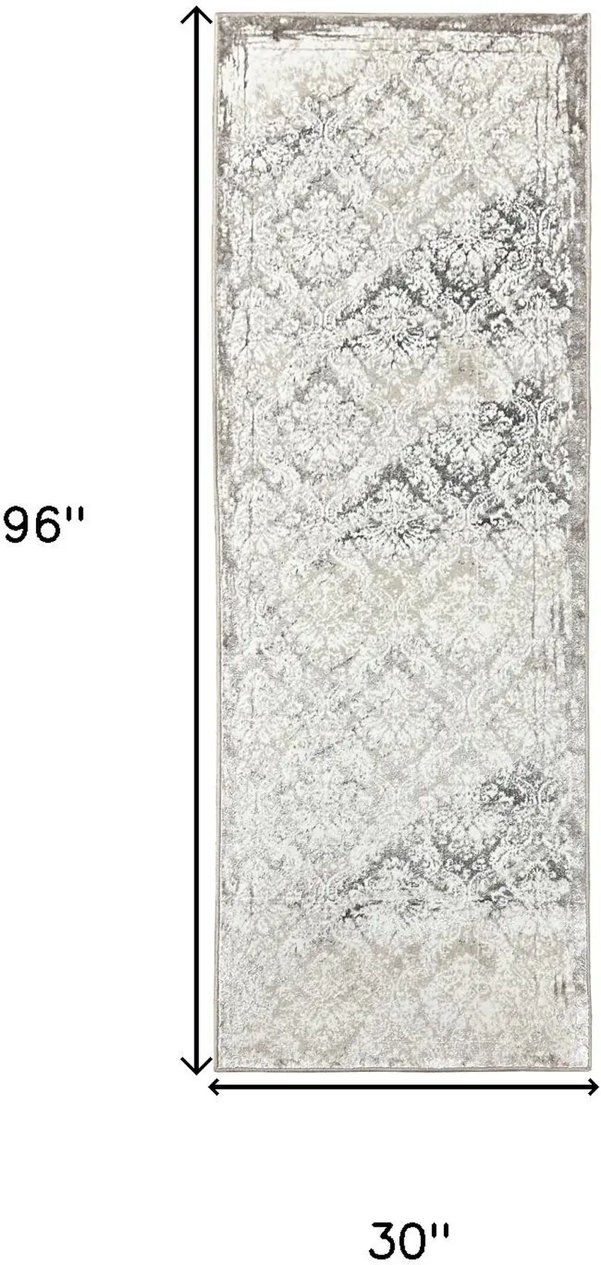 8' Taupe And Brown Damask Runner Rug Photo 7