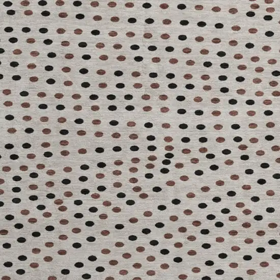 8' Taupe And Brown Polka Dot Washable Round Rug With UV Protection Photo 2