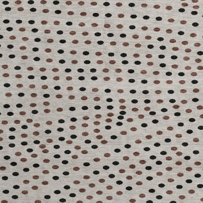 8' Taupe And Brown Polka Dot Washable Round Rug With UV Protection Photo 2