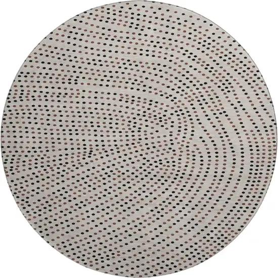 8' Taupe And Brown Polka Dot Washable Round Rug With UV Protection Photo 1
