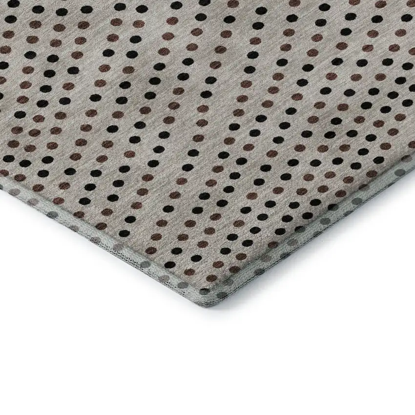 8' Taupe And Brown Polka Dot Washable Round Rug With UV Protection Photo 6