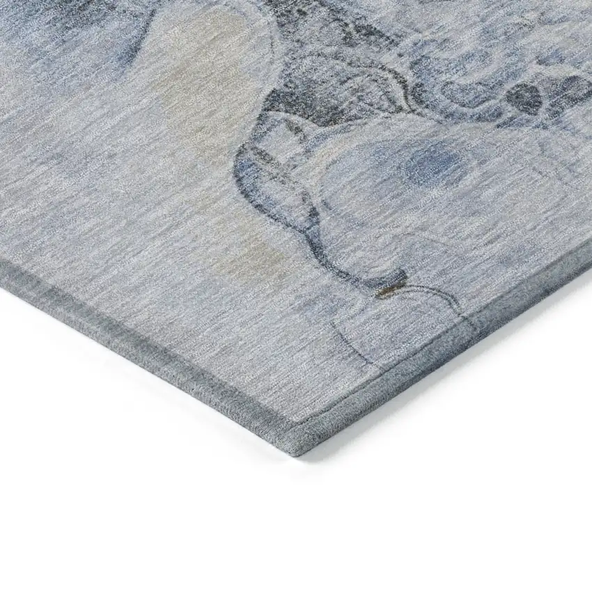 8' Taupe And Brown Round Abstract Washable Indoor Outdoor Area Rug Photo 7