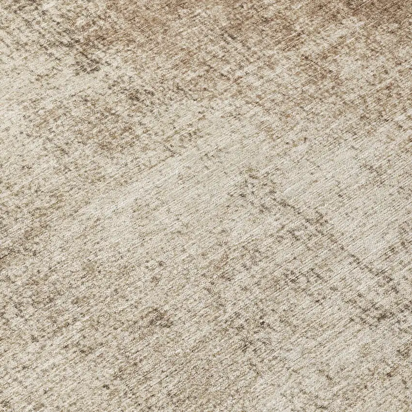 8' Taupe And Brown Round Abstract Washable Indoor Outdoor Area Rug Photo 8
