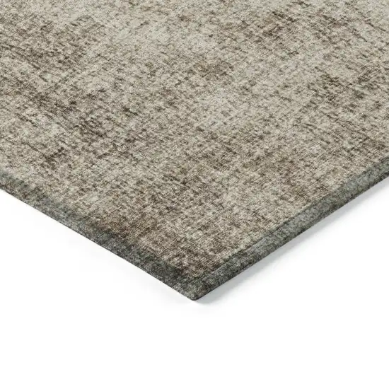 8' Taupe And Brown Round Abstract Washable Indoor Outdoor Area Rug Photo 9