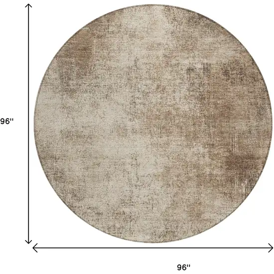 8' Taupe And Brown Round Abstract Washable Indoor Outdoor Area Rug Photo 9