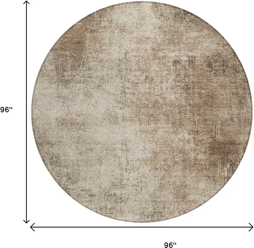 8' Taupe And Brown Round Abstract Washable Indoor Outdoor Area Rug Photo 9