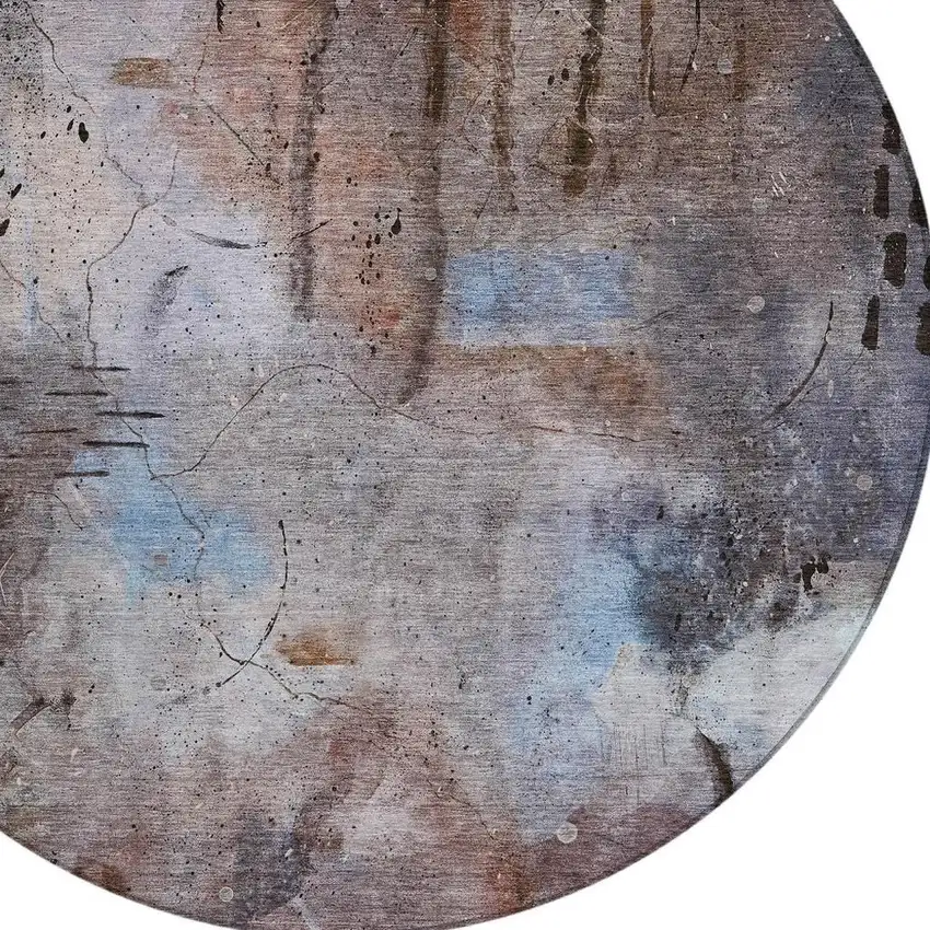 8' Taupe And Brown Round Abstract Washable Indoor Outdoor Area Rug Photo 8