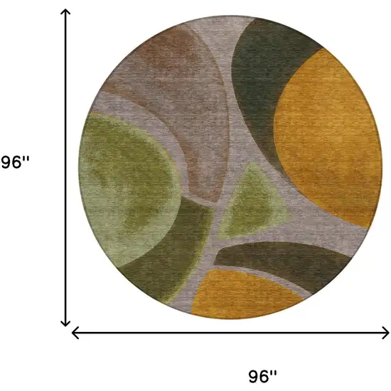 8' Taupe And Brown Round Abstract Washable Indoor Outdoor Area Rug Photo 8