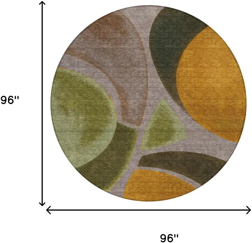 8' Taupe And Brown Round Abstract Washable Indoor Outdoor Area Rug Photo 8