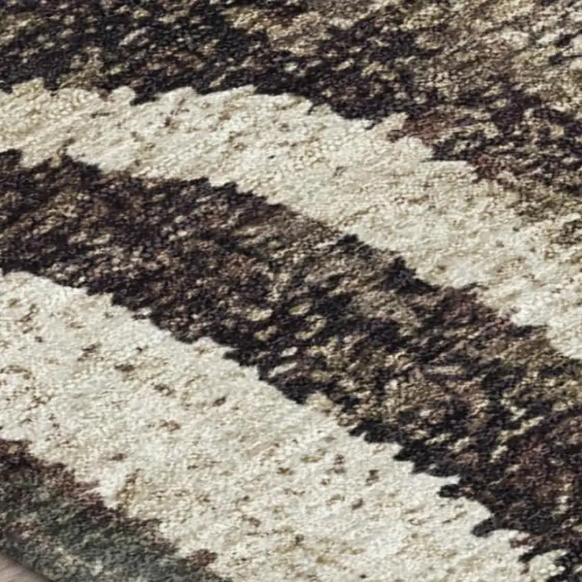 8' Taupe And Brown Round Abstract Washable Indoor Outdoor Area Rug Photo 1