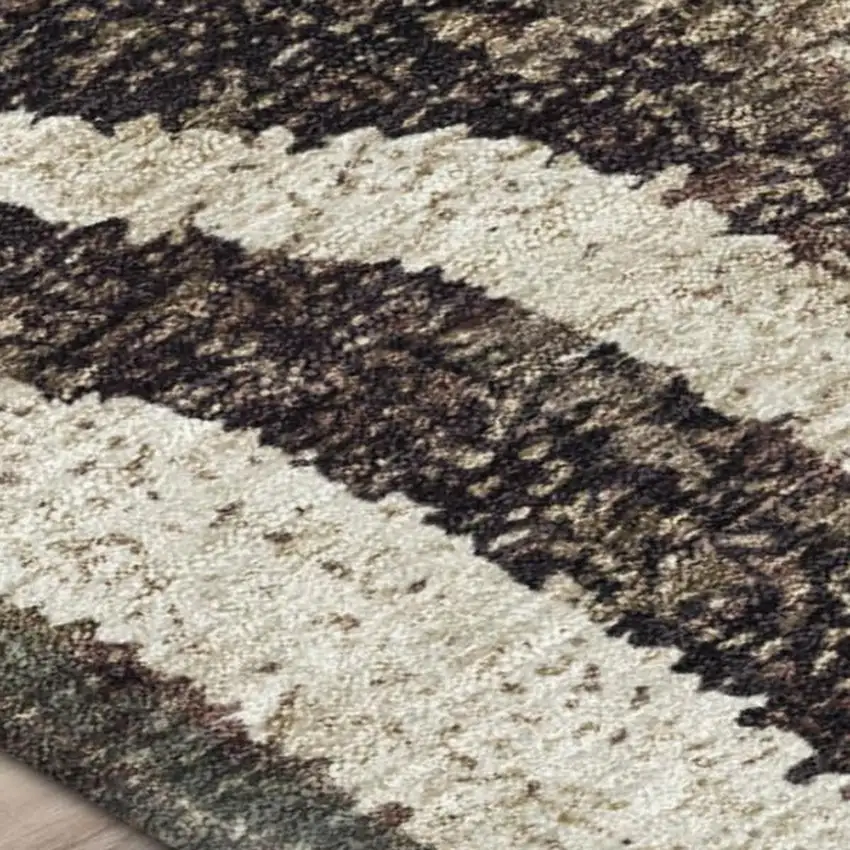 8' Taupe And Brown Round Abstract Washable Indoor Outdoor Area Rug Photo 2
