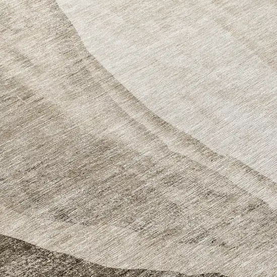 8' Taupe And Brown Round Abstract Washable Indoor Outdoor Area Rug Photo 8