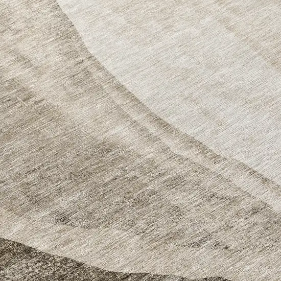 8' Taupe And Brown Round Abstract Washable Indoor Outdoor Area Rug Photo 8