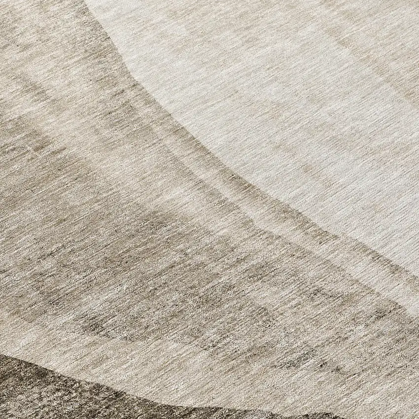 8' Taupe And Brown Round Abstract Washable Indoor Outdoor Area Rug Photo 8