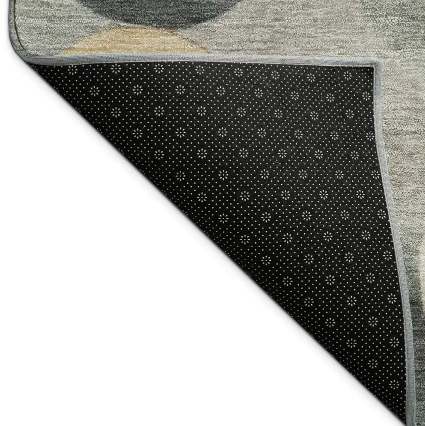 8' Taupe And Brown Round Geometric Washable Indoor Outdoor Area Rug Photo 7