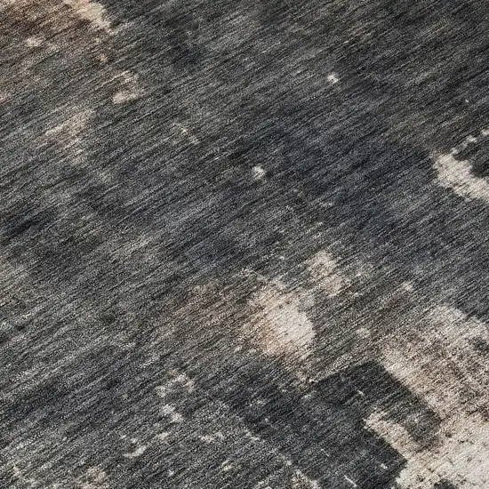 8' Taupe And Charcoal Round Abstract Washable Indoor Outdoor Area Rug Photo 7