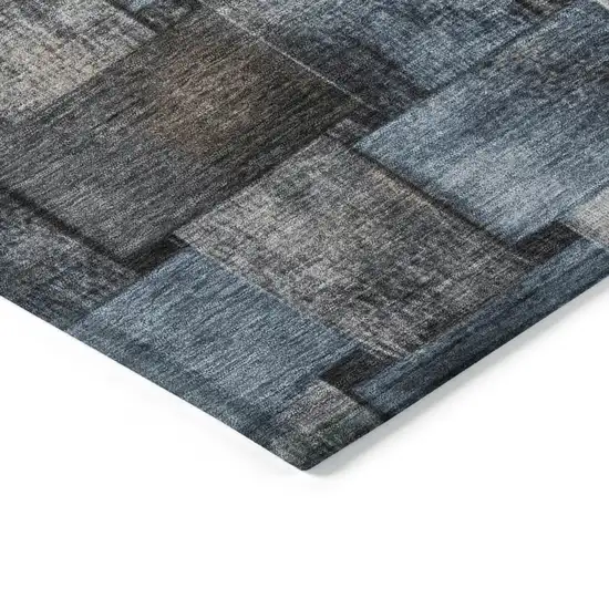 8' Taupe And Denim Blue Round Striped Washable Indoor Outdoor Area Rug Photo 7