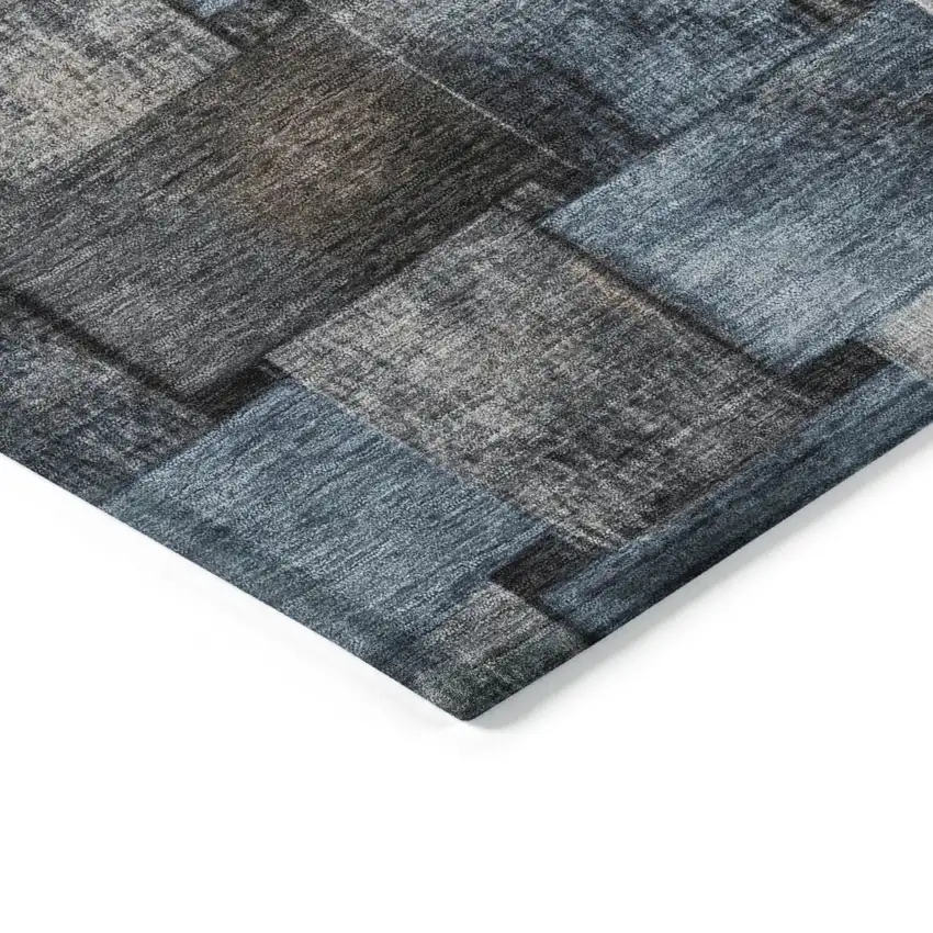 8' Taupe And Denim Blue Round Striped Washable Indoor Outdoor Area Rug Photo 7