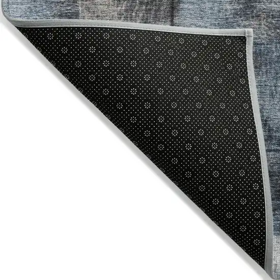 8' Taupe And Denim Blue Round Striped Washable Indoor Outdoor Area Rug Photo 9