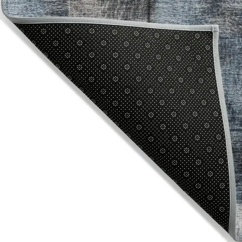 8' Taupe And Denim Blue Round Striped Washable Indoor Outdoor Area Rug Photo 9