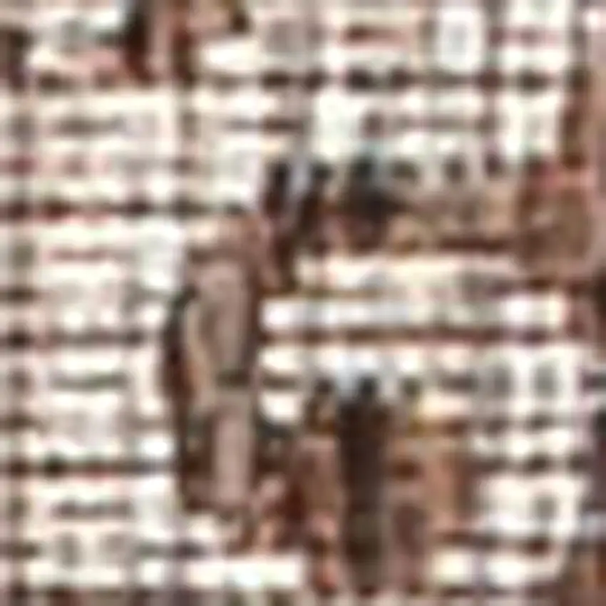 8' Taupe And Espresso Geometric Indoor Outdoor Runner Rug Photo 2