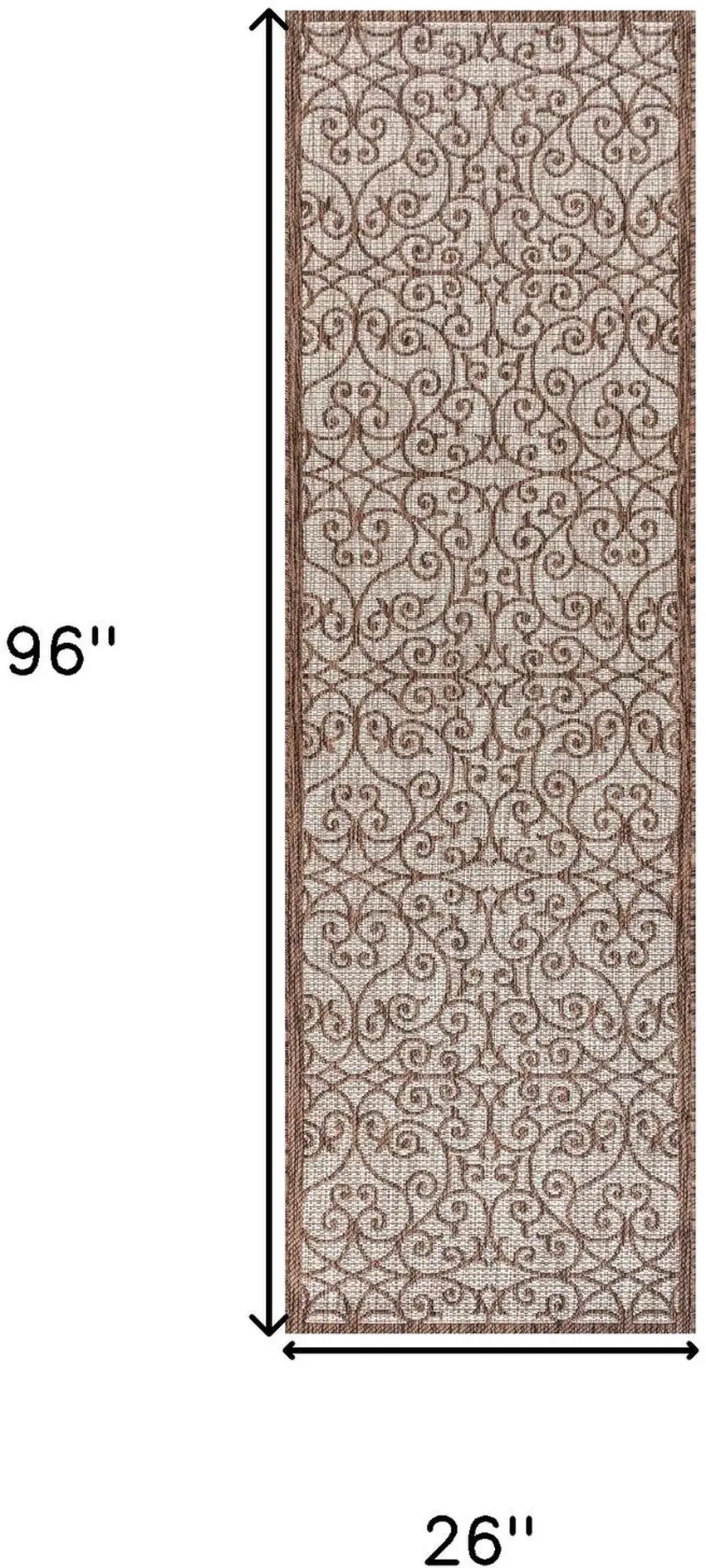 8' Taupe And Espresso Geometric Indoor Outdoor Runner Rug Photo 5